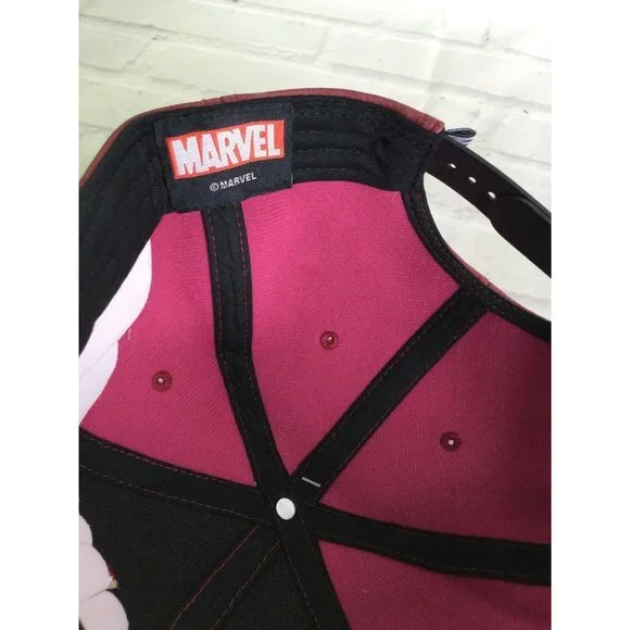 Marvel Comics Deadpool 3D Raised Logo Faux Leather Snapback Hat Cap Adult OSFM